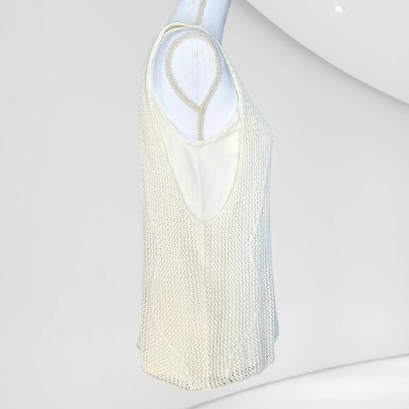 Donna Karan Double Layer White Lace Knit Tank – Size Medium - Picture 4 of 8